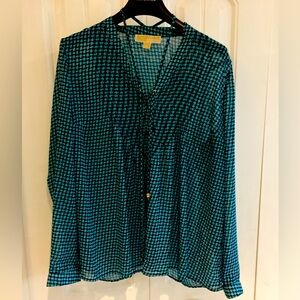 Michael Michael kors georgette blue pattern blouse like new size L